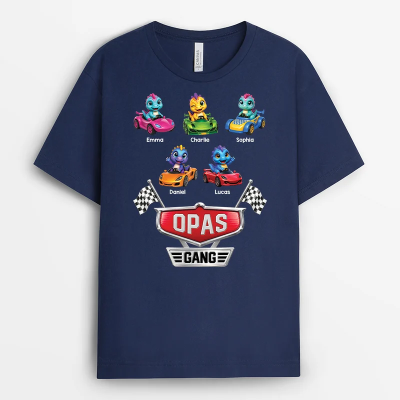 Papas Gang - Personalisiertes Geschenk | Opa Papa Shirt Dinosaur Racing Truck