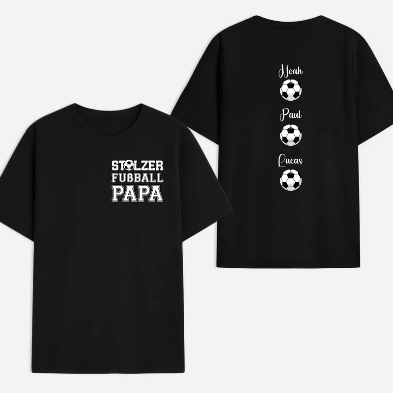 Stolze Fußball-Mama Stolzer Fußball-Papa Sterne + Namen - Personalisiertes Geschenk | T Shirt Bedrucken Beidseitig