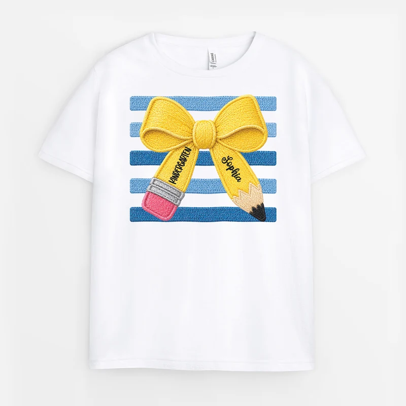 Bleistift + Geschenkschleife - Personalisiertes Geschenk | Schulkind T-Shirt