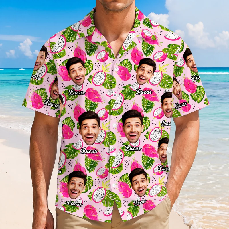 Hawaiihemd Mit Mehreren Gesichtern Ananas - Personalisiertes Geschenk | Hawaiihemd