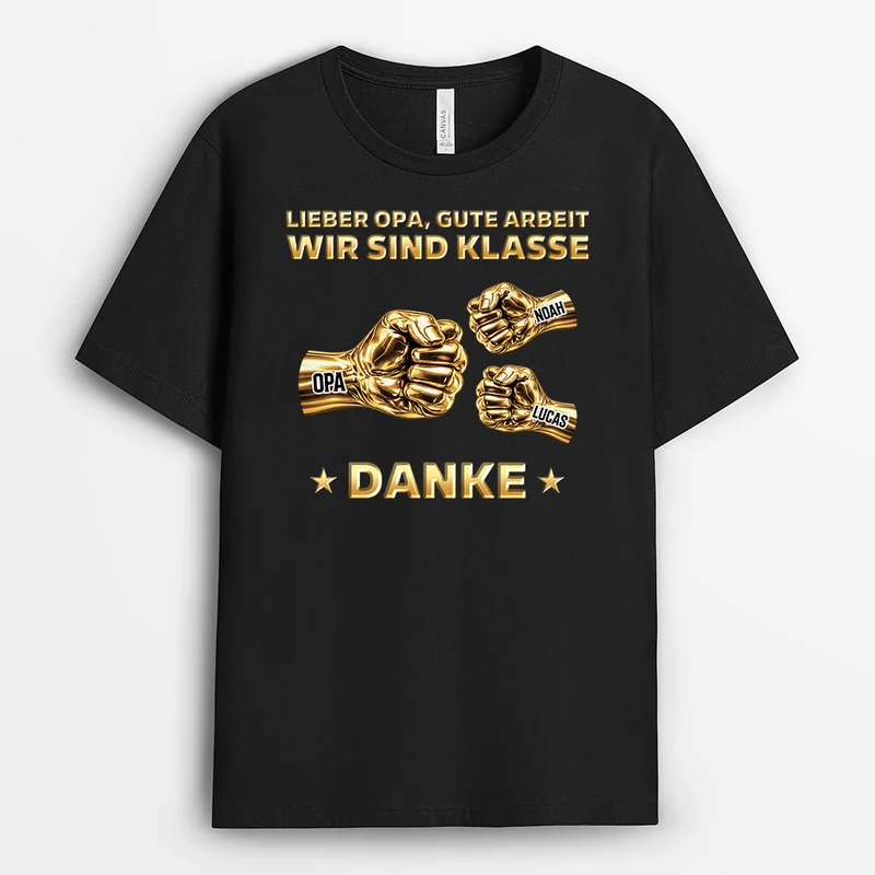 [3D-Optik] Wir Sind Klasse - Personalisiertes Geschenk | T-Shirt Opa Papa Faust