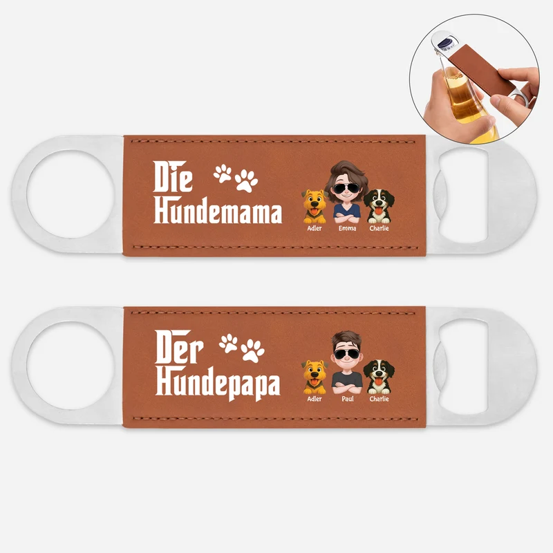 Der Hundepate - Personalisiertes Geschenk | Leder Flaschenöffner