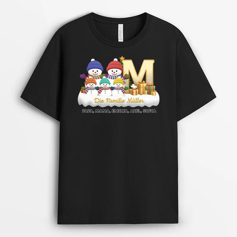 Die Familie Schneemann - Personalisierte Weihnachtsgeschenke | Shirt