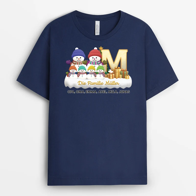 Die Familie Schneemann - Personalisierte Weihnachtsgeschenke | Shirt