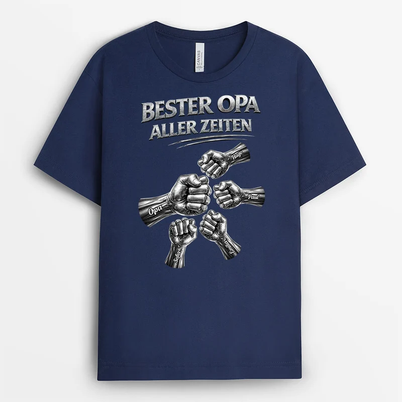 Bester Papa Aller Zeiten - Personalisiertes Geschenk | Opa Papa Shirt Faust Metall