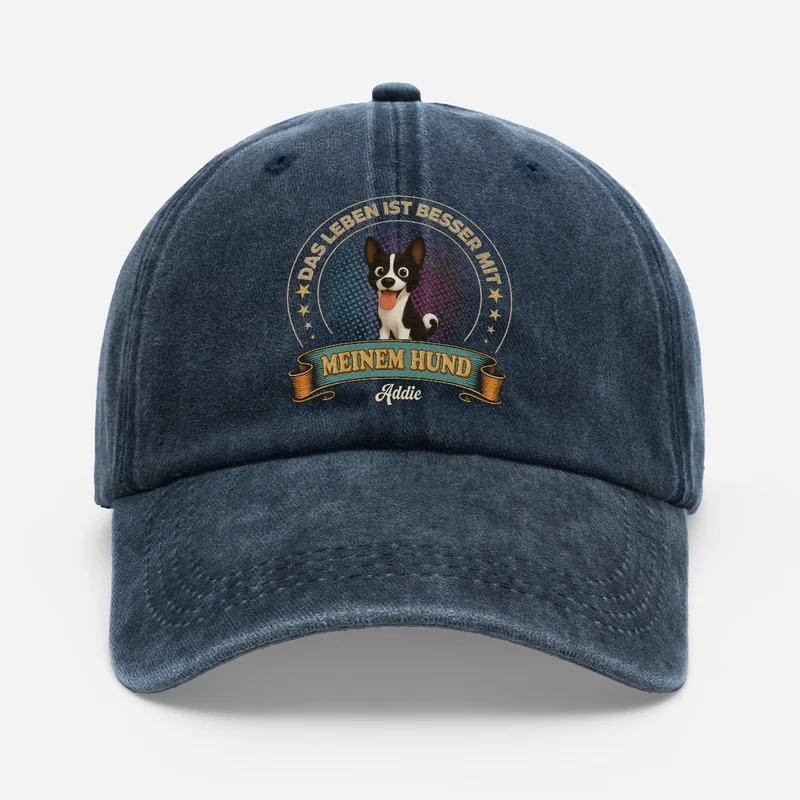 Das Leben Ist Besser Mit Meinem Hund - Personalisiertes Hunde Geschenk | Washed Cap