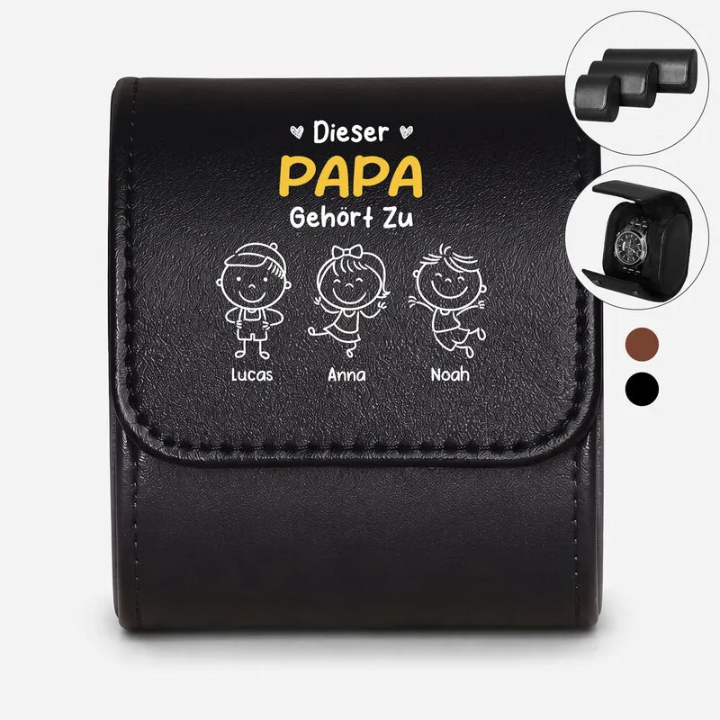 Dieser Opa Gehört Zu - Personalisiertes Geschenk | Uhrenetui Leder Opa Papa Oma Mama