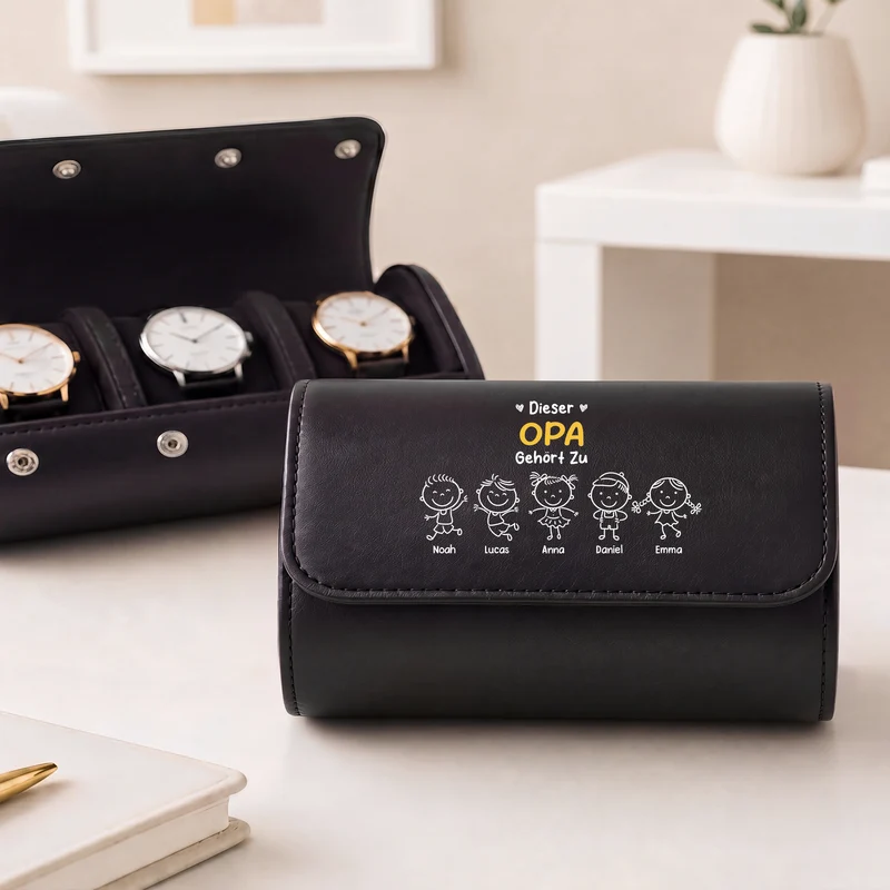 Dieser Opa Gehört Zu - Personalisiertes Geschenk | Uhrenetui Leder Opa Papa Oma Mama