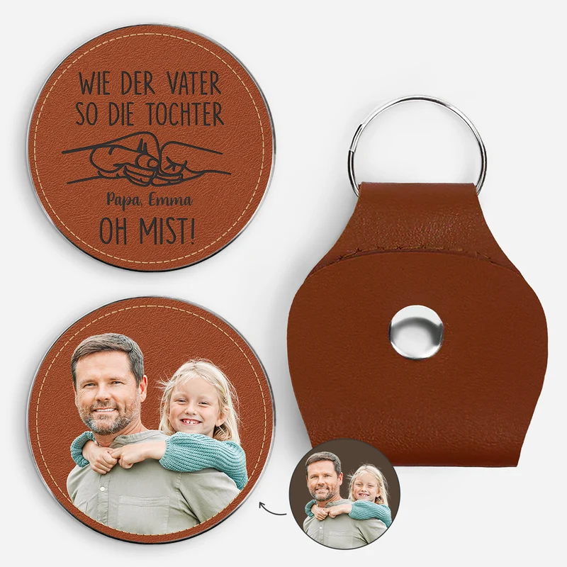 Wie Der Vater So Die Tochter - Personalisierte Geschenke Foto | Pocket Hug Schlüsselanhänger Papa Mama