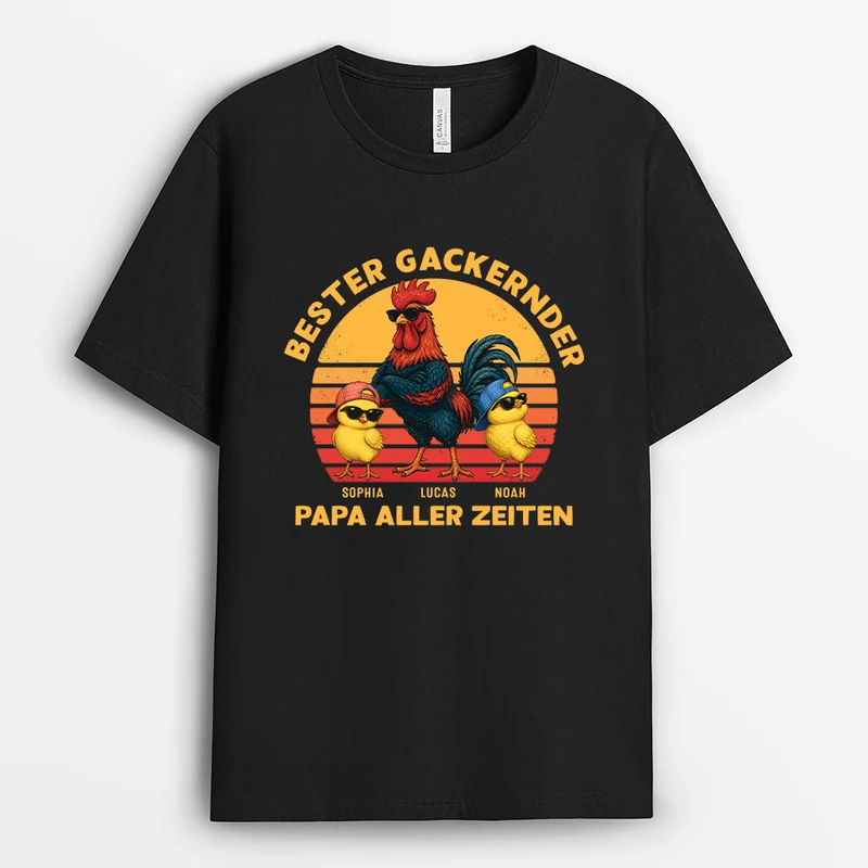 Bester Gackernder Papa Aller Zeiten - Personalisiertes Geschenk | Mama Papa Shirt Haushuhn
