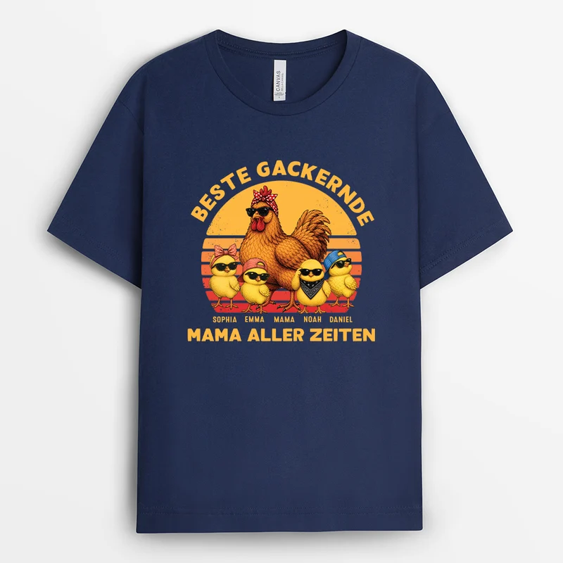Bester Gackernder Papa Aller Zeiten - Personalisiertes Geschenk | Mama Papa Shirt Haushuhn