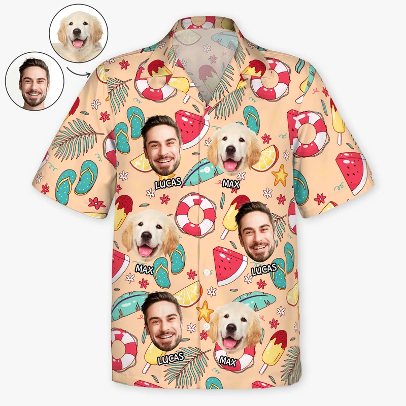 Hawaiihemd Mit Mehreren Gesichtern & Namen - Personalisiertes Geschenk | Hawaiihemd