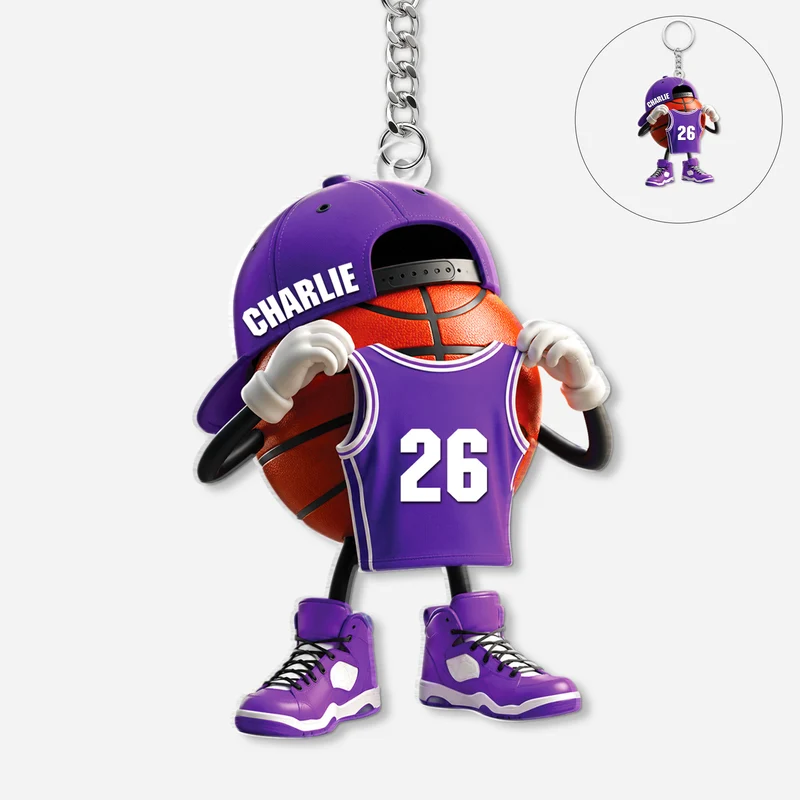 [3D-Optik] Basketball - Personalisiertes Geschenk | Acryl Schlüsselanhänger Männer Frauen