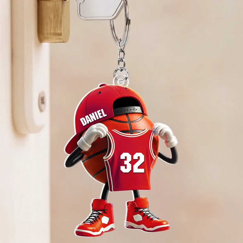 [3D-Optik] Basketball - Personalisiertes Geschenk | Acryl Schlüsselanhänger Männer Frauen