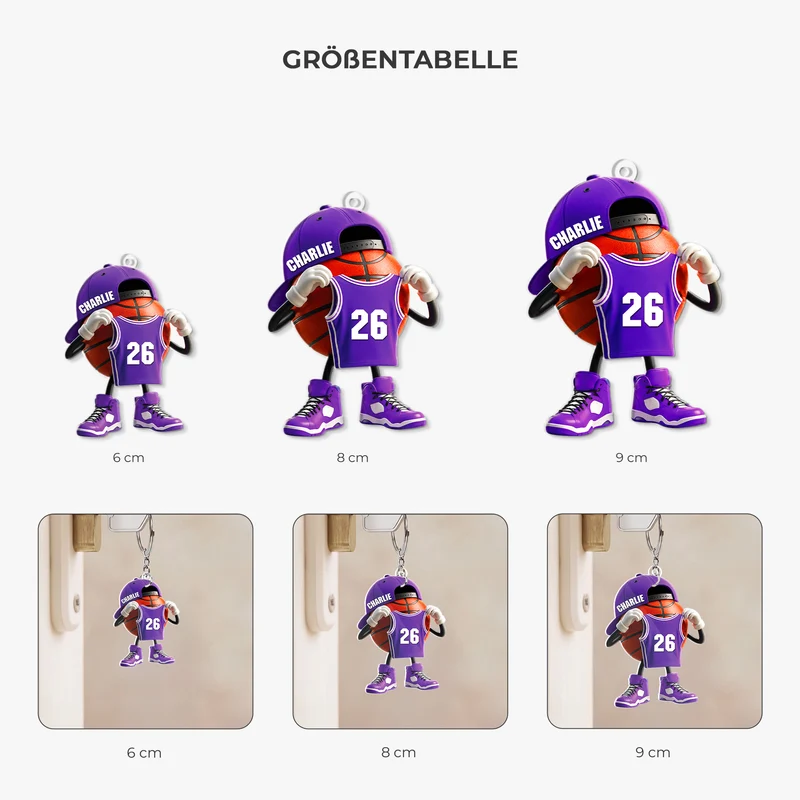 [3D-Optik] Basketball - Personalisiertes Geschenk | Acryl Schlüsselanhänger Männer Frauen