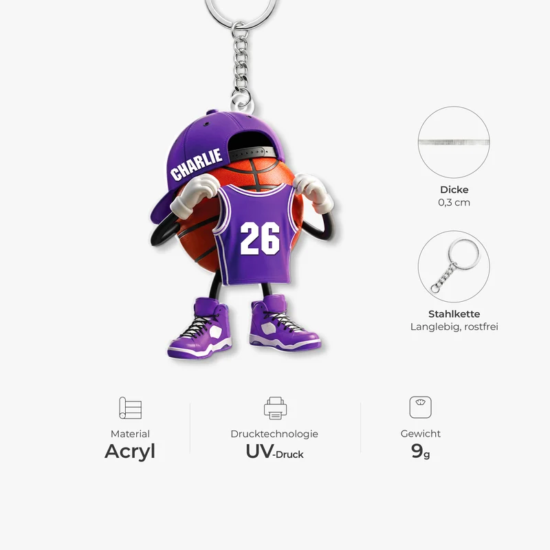[3D-Optik] Basketball - Personalisiertes Geschenk | Acryl Schlüsselanhänger Männer Frauen