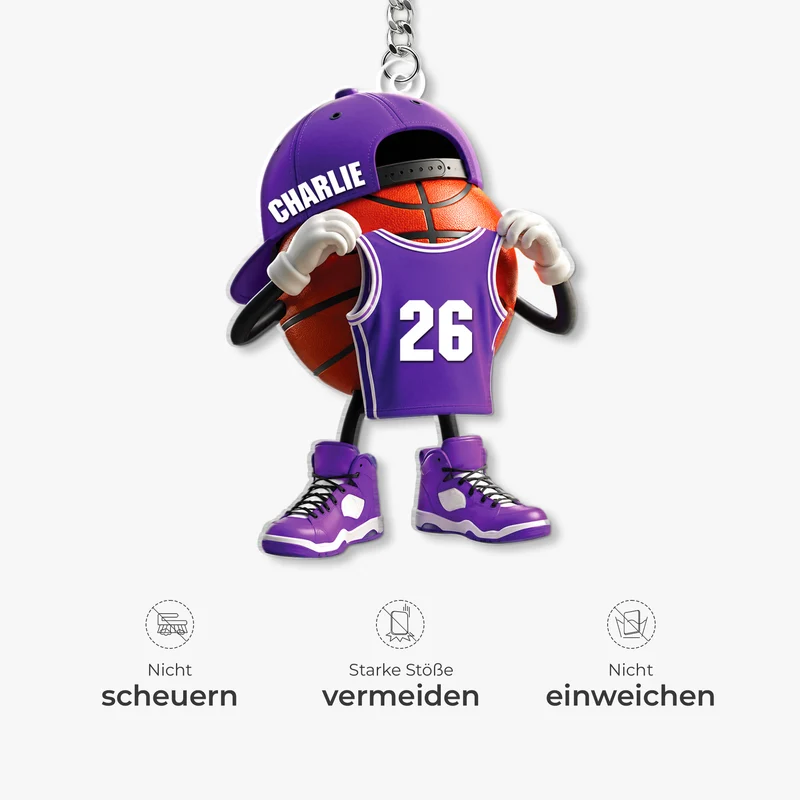[3D-Optik] Basketball - Personalisiertes Geschenk | Acryl Schlüsselanhänger Männer Frauen