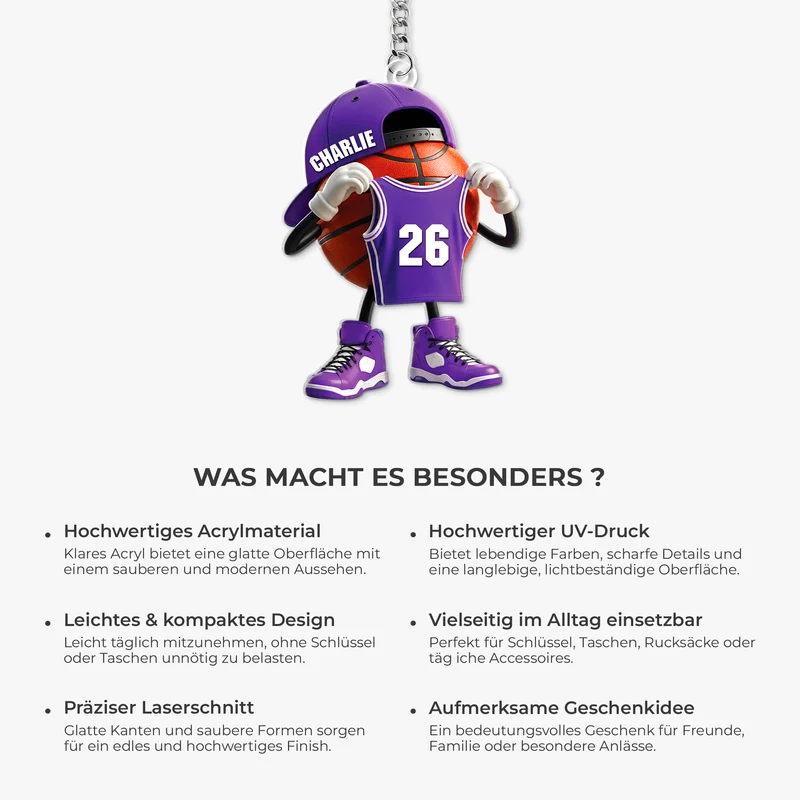 [3D-Optik] Basketball - Personalisiertes Geschenk | Acryl Schlüsselanhänger Männer Frauen