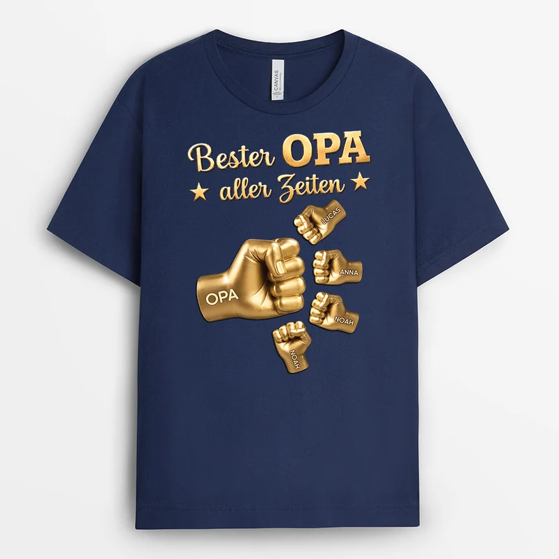 [3D-Optik] Bester Papa Ever - Personalisiertes Geschenk | Opa Papa Shirt Gold