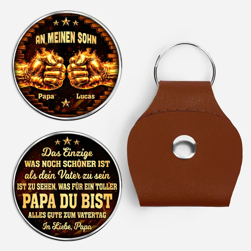 [3D-Optik] Das Einzige Was Besser Ist Dich Als Papa Zu Haben - Personalisierte Vatertagsgeschenke | Pocket Hug Schlüsselanhänger Papa Opa Flammen