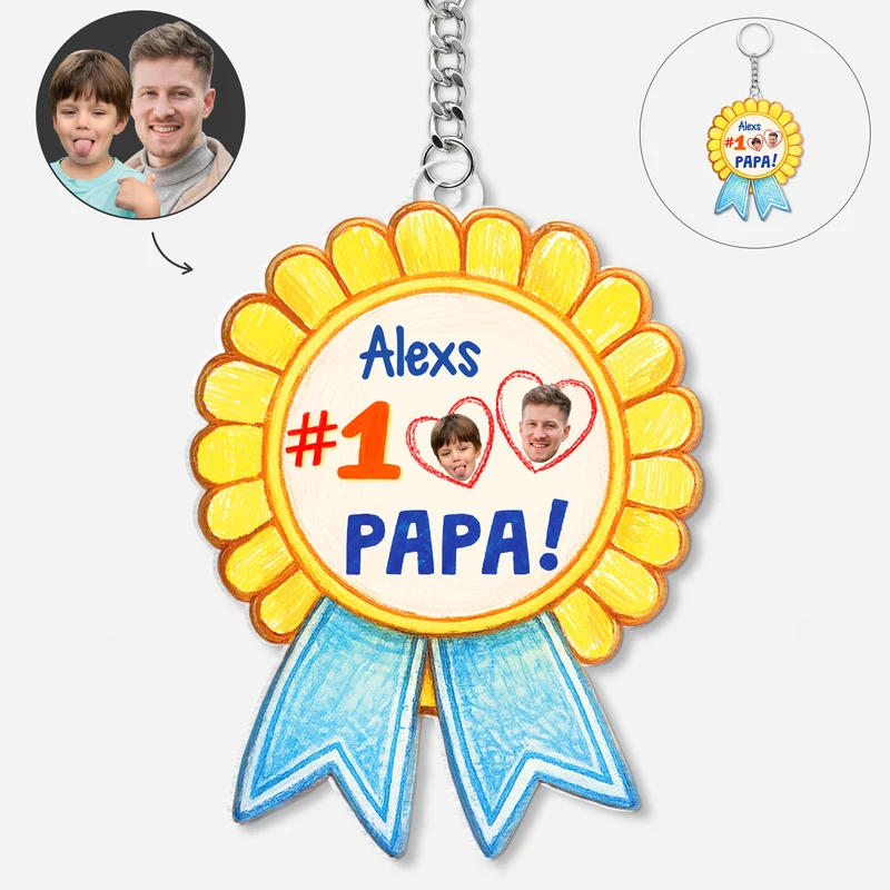 Schulkind Anstecker - Personalisierte Geschenke Foto | Acryl Schlüsselanhänger Papa Mama