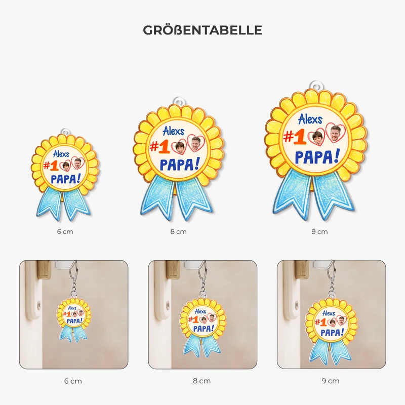 Schulkind Anstecker - Personalisierte Geschenke Foto | Acryl Schlüsselanhänger Papa Mama