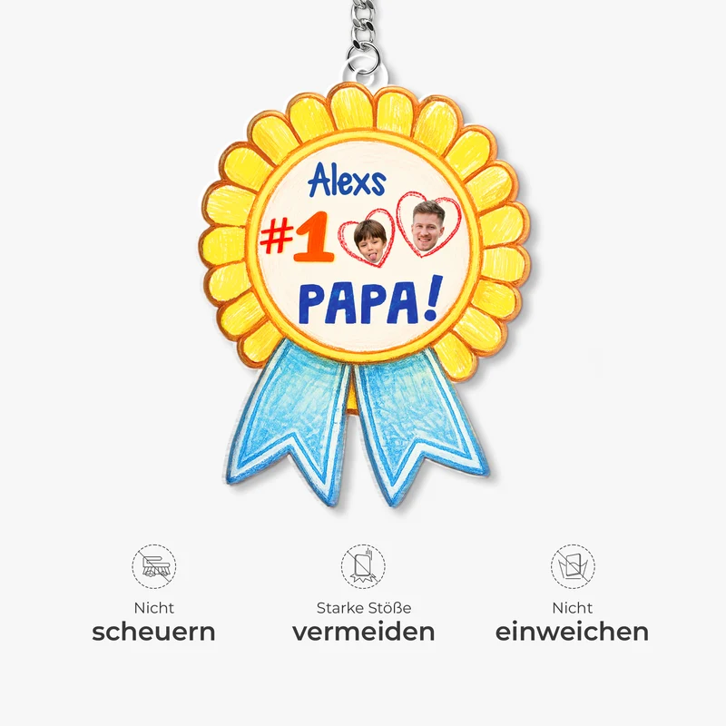 Schulkind Anstecker - Personalisierte Geschenke Foto | Acryl Schlüsselanhänger Papa Mama