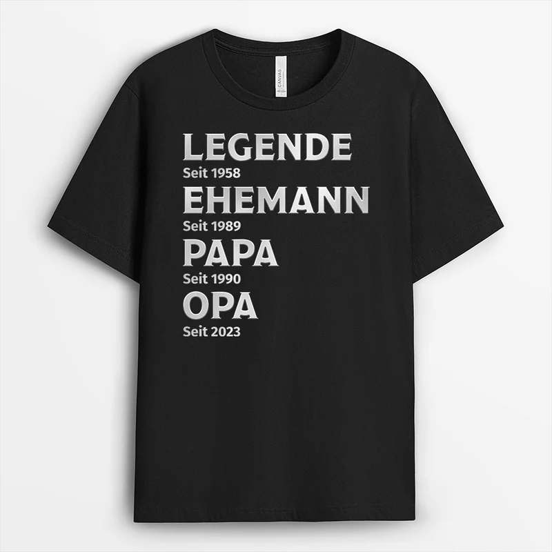 [3D-Optik] Legende Ehemann Papa Opa Seit Vintage - Personalisiertes Geschenk | T-Shirt Opa