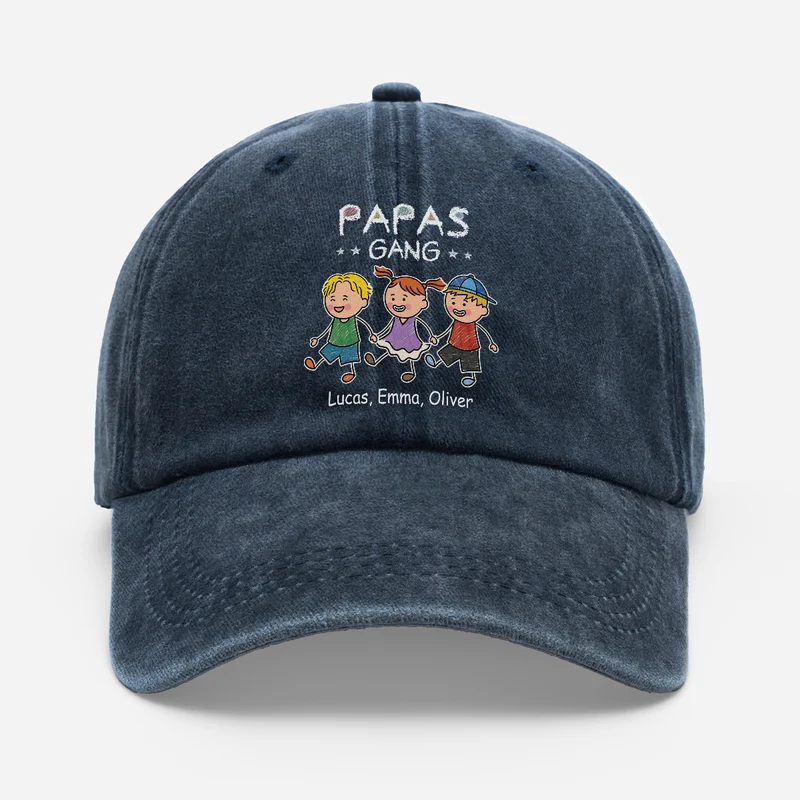 Papas Gang Buntstifte - Personalisiertes Geschenk | Washed Cap Papa Mama Strichmännchen