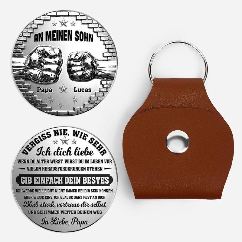 [3D-Optik] Vergiss Nie Wie Sehr Ich Dich Liebe - Personalisiertes Geschenk | Pocket Hug Schlüsselanhänger Tochter Sohn Enkelin Enkel