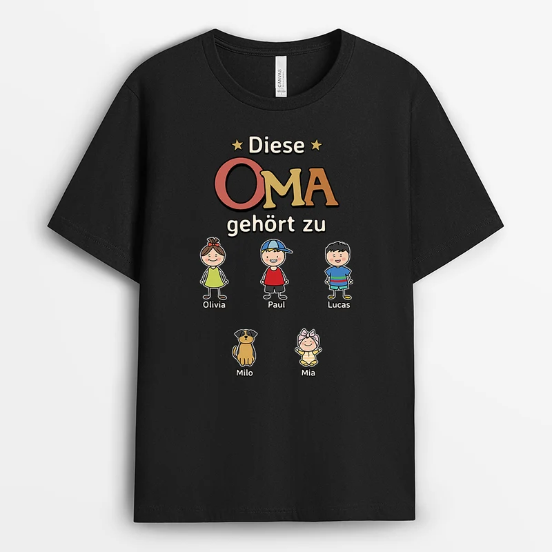 Diese Oma Gehört Zu - Personalisiertes Geschenk | Opa Oma T Shirt Strichmann