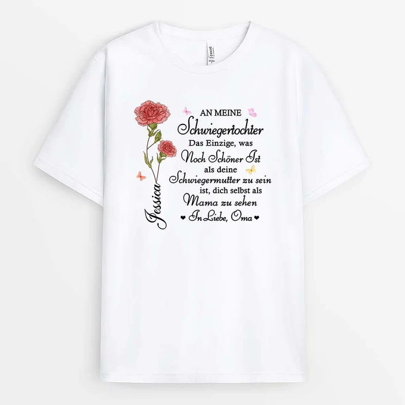 Meine Tochter Ist Mutter Geworden - Personalisiertes Geschenk | T Shirts Tochter Schwiegertochter Enkelin Blumen