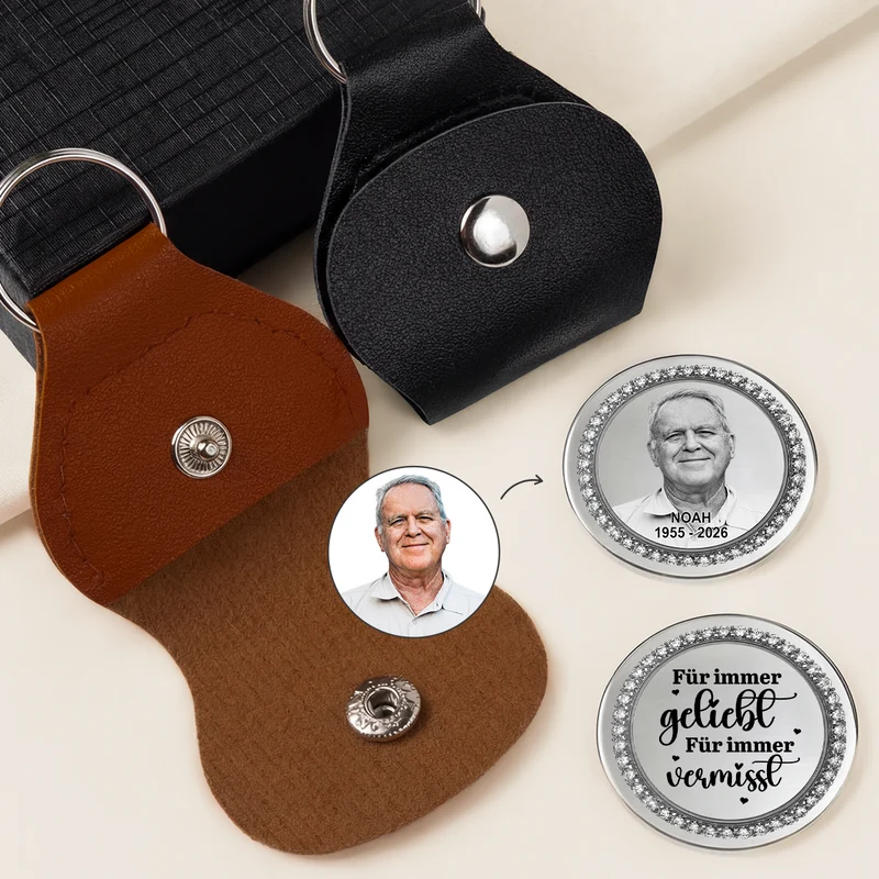 Ich Trage Dich Bei Mir Bis Wir Uns Wiedersehen - Personalisierte Trauergeschenke | Pocket Hug Schlüsselanhänger Foto Papa Mama