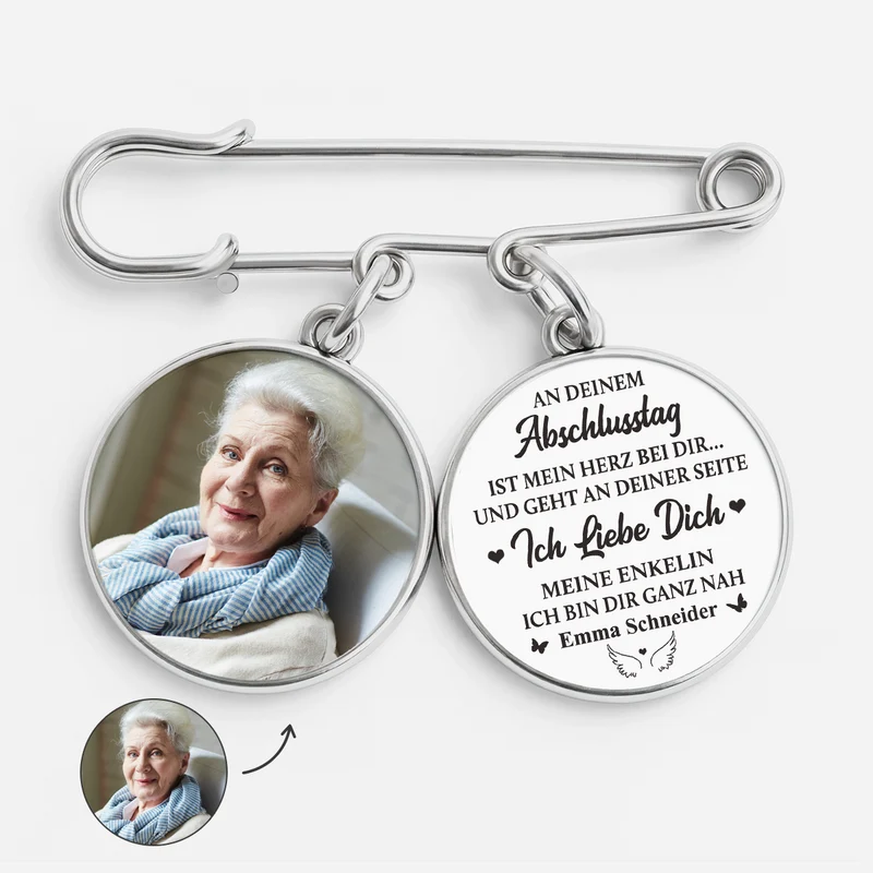 An Deinem Abschlusstag Ist Mein Herz Bei Dir - Personalisiertes Geschenk | Anstecknadel Charms Mit Foto Frauen Männer Abschluss Zur Erinnerung