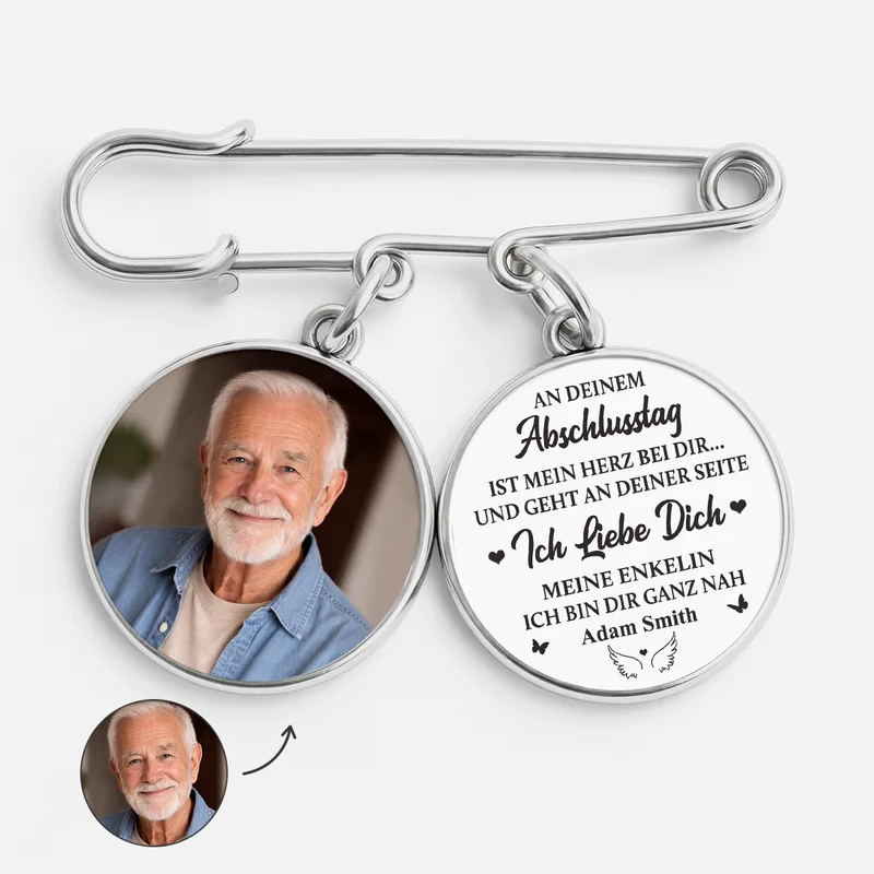An Deinem Abschlusstag Ist Mein Herz Bei Dir - Personalisiertes Geschenk | Anstecknadel Charms Mit Foto Frauen Männer Abschluss Zur Erinnerung