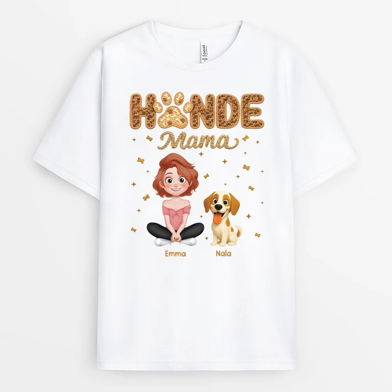 Hundepapa - Personalisierte Hunde Geschenke | T Shirt Mama/Papa Leopardenmuster