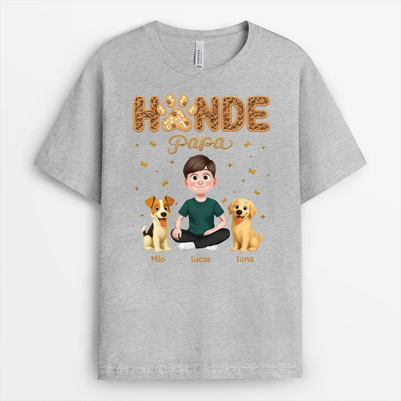 Hundepapa - Personalisierte Hunde Geschenke | T Shirt Mama/Papa Leopardenmuster