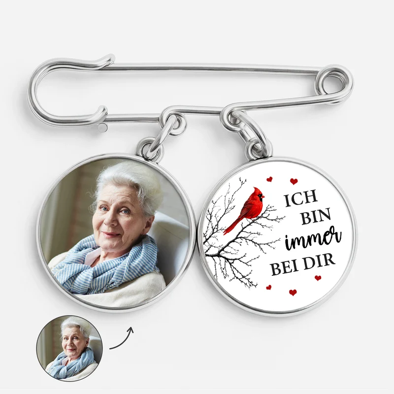 Ich Bin Immer Bei Dir - Personalisierte Trauergeschenke | Anstecknadel Charms Mit Foto Abschluss