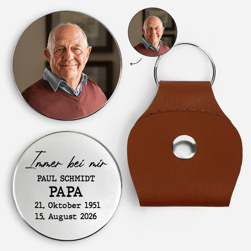 Immer Bei Mir - Personalisierte Trauergeschenke | Pocket Hug Schlüsselanhänger Foto Mama Papa