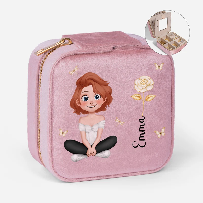 Name + Blume - Personalisierte Geschenke Für Frauen | Schmuckkästchen Samt