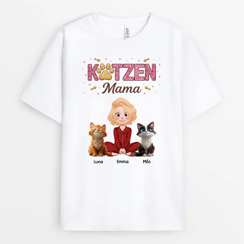 Katzenmama Katzenpapa Glitzer - Personalisierte Geschenke Katze | T Shirt