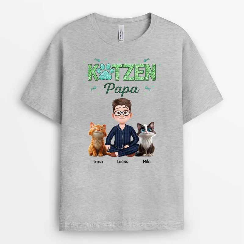 Katzenmama Katzenpapa Glitzer - Personalisierte Geschenke Katze | T Shirt
