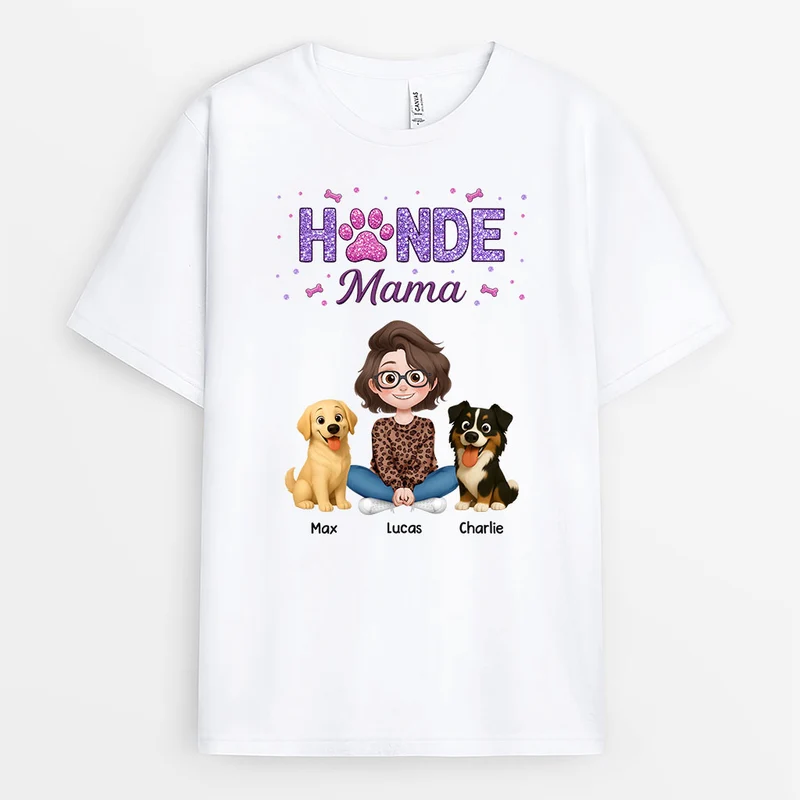 Hundemama Hundepapa Glitzer - Personalisiertes Hunde Geschenk | T Shirt
