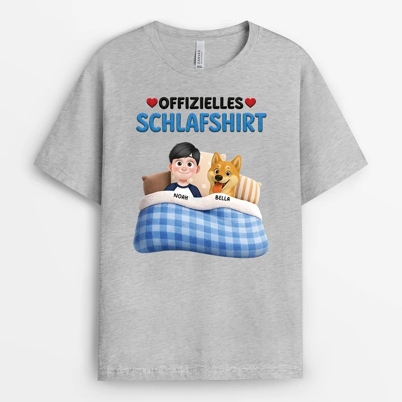 [3D-Optik] Offizielles Schlafshirt Hund - Personalisierte Hunde Geschenke | T Shirt Cartoon