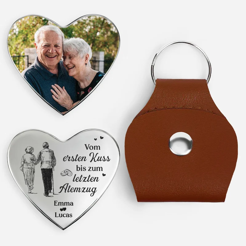 Vom Ersten Kuss Bis Zum Letzten Atemzug - Personalisierte Geschenke Paar | Herz Pocket Hug Schlüsselanhänger Foto