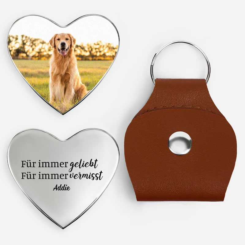 Für Immer Geliebt Für Immer Vermisst - Personalisierte Trauergeschenk | Herz Pocket Hug Schlüsselanhänger Foto Hund Katze