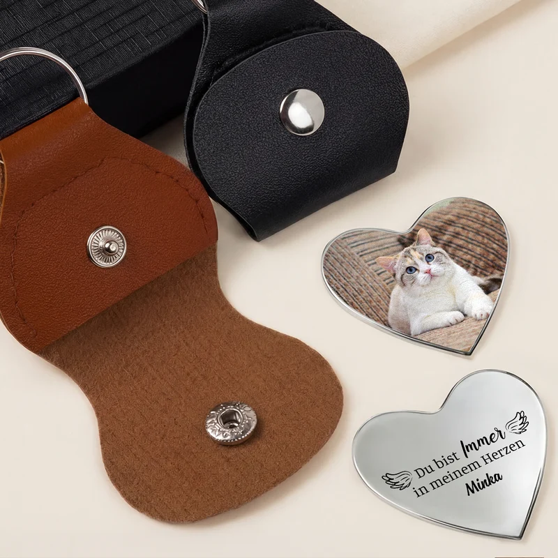 Für Immer Geliebt Für Immer Vermisst - Personalisierte Trauergeschenk | Herz Pocket Hug Schlüsselanhänger Foto Hund Katze