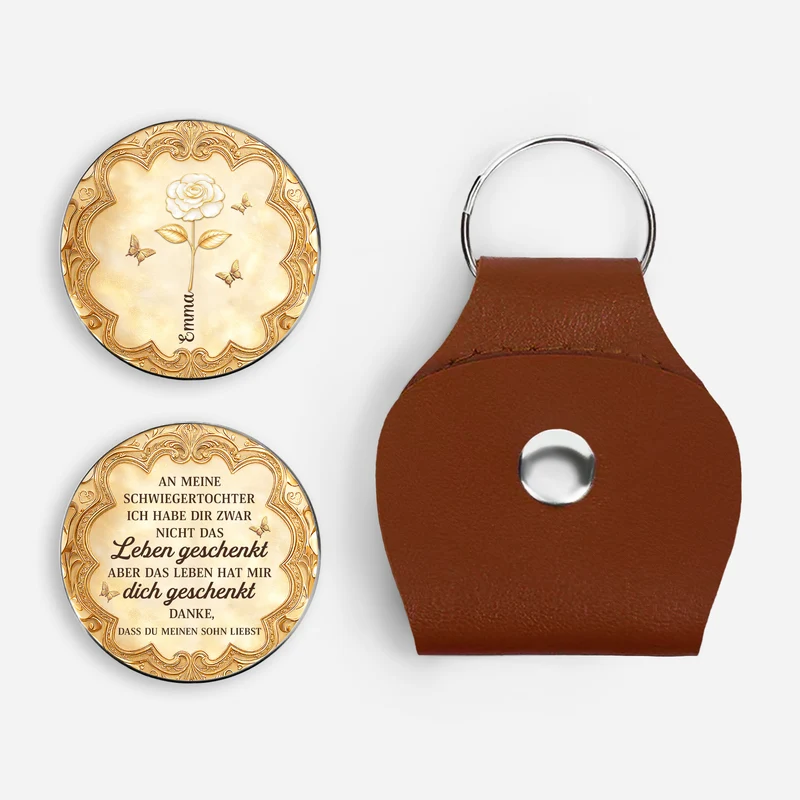 [3D-Optik] An Meine Schwiegertochter - Personalisiertes Geschenk | Pocket Hug Schlüsselanhänger Mama Tochter