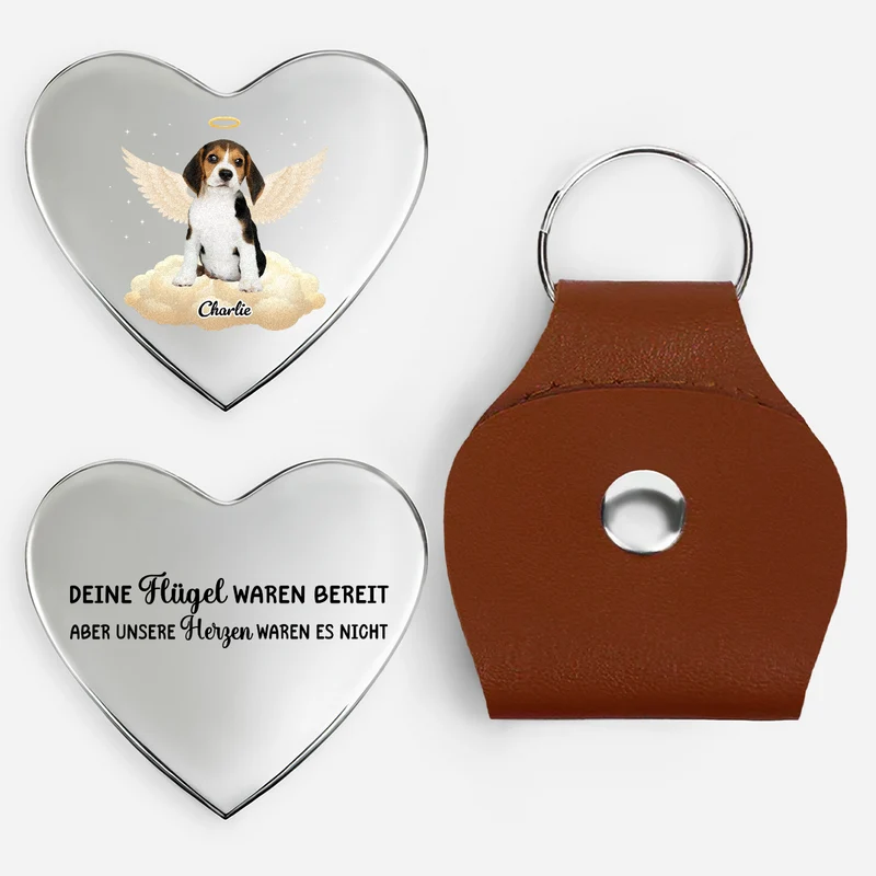 Deine Flügel Waren Bereit Mein Herz War Es Nicht - Personalisierte Trauergeschenk | Herz Pocket Hug Schlüsselanhänger Foto Hund Katze