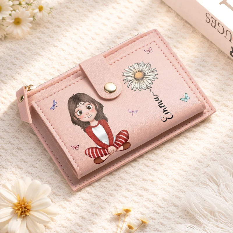 Name + Blume Gold - Personalisierte Geschenke Für Frauen | Geldbörse mit Reißverschluss